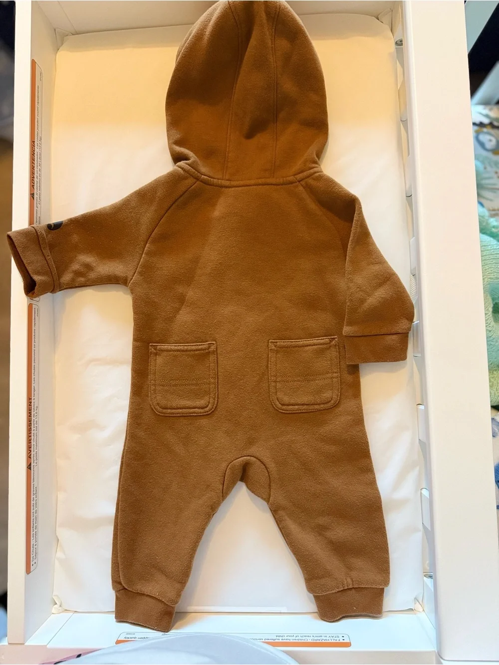 Carhartt Brown Hooded One-Piece Zip Coverall - 3 months
